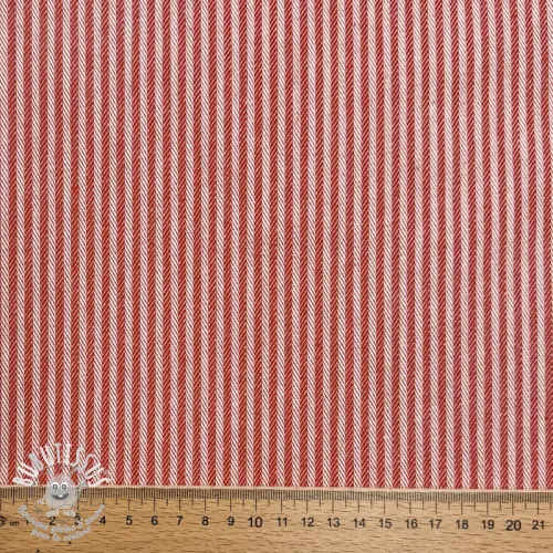 Tissu déco DOBBY Colored stripe poppy red