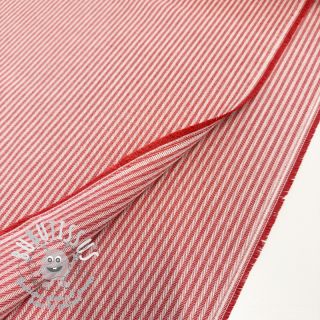 Tissu déco DOBBY Colored stripe poppy red