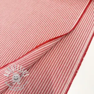 Tissu déco DOBBY Colored stripe poppy red