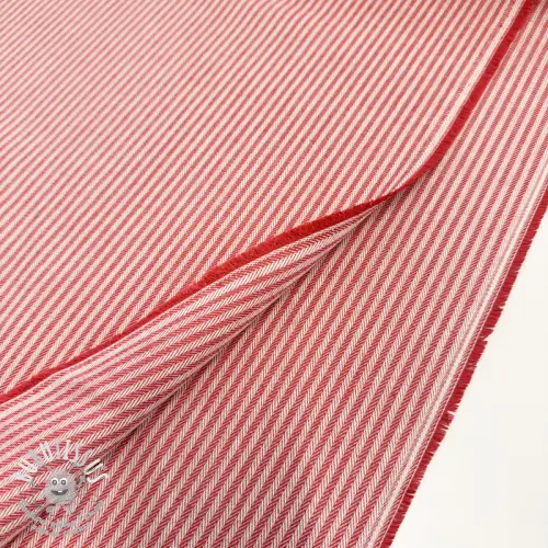 Tissu déco DOBBY Colored stripe poppy red