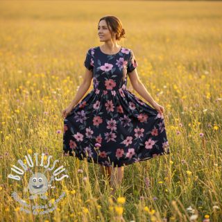 Tissu coton VISCOSE Flowers navy digital print