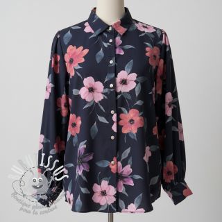 Tissu coton VISCOSE Flowers navy digital print