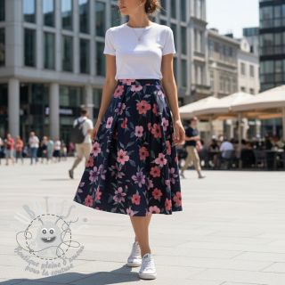 Tissu coton VISCOSE Flowers navy digital print