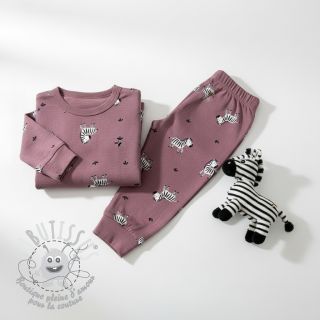 Tissu coton FLANNEL Zebras mauve