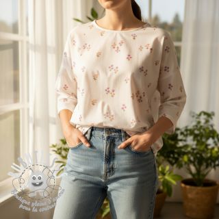 Tissu coton FLANNEL Flowers white