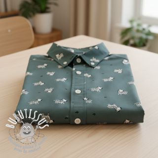 Tissu coton FLANNEL Zebras green