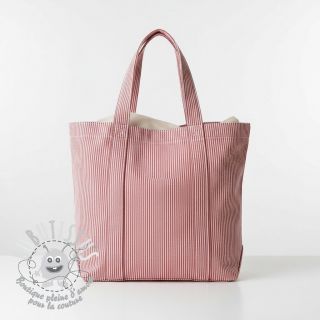 Tissu déco DOBBY Colored stripe cherry