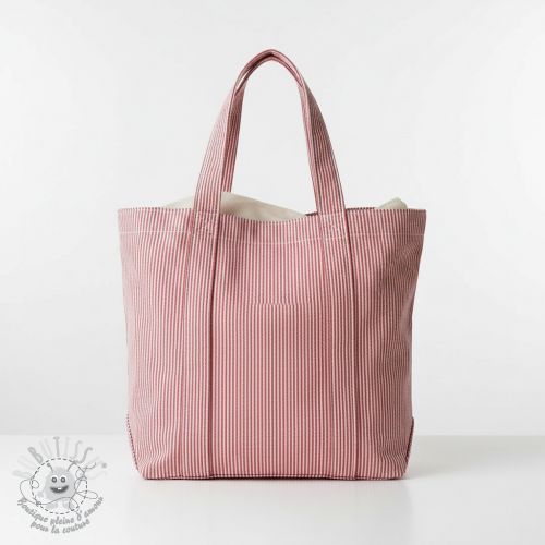 Tissu déco DOBBY Colored stripe cherry