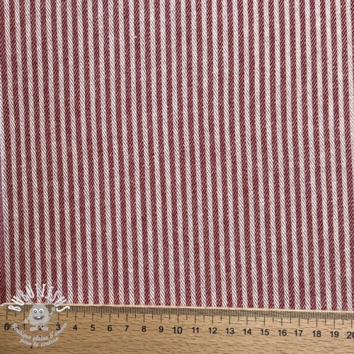 Tissu déco DOBBY Colored stripe burgundy