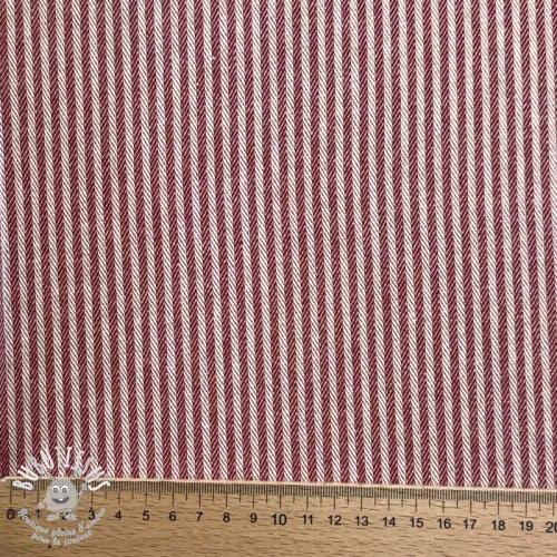 Tissu déco DOBBY Colored stripe burgundy