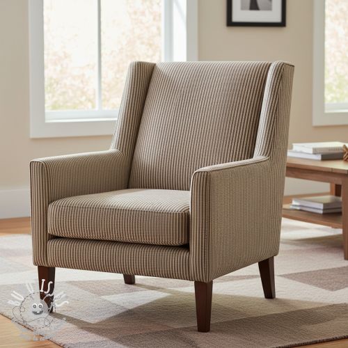 Tissu déco DOBBY Colored stripe coffee