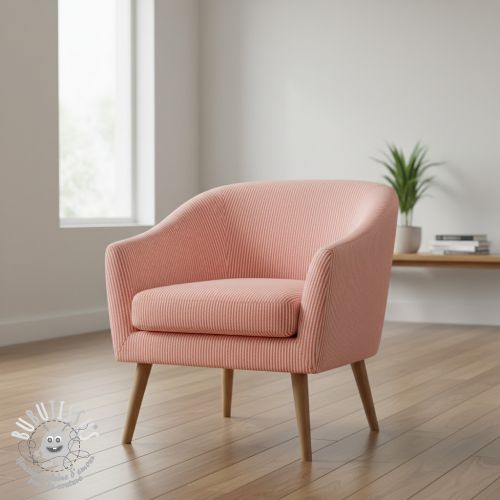 Tissu déco DOBBY Colored stripe coral