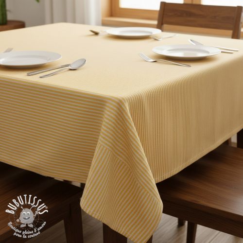 Tissu déco DOBBY Colored stripe warm yellow