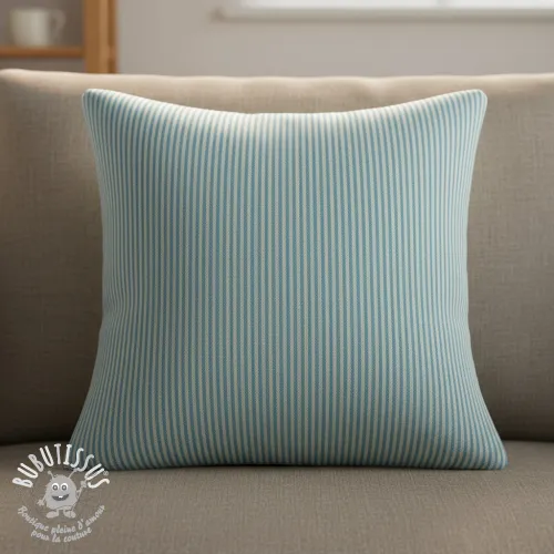 Tissu déco DOBBY Colored stripe turquoise