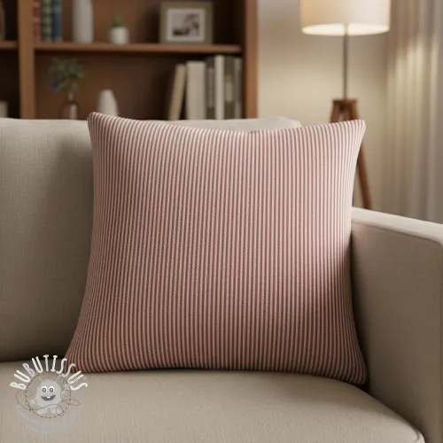 Tissu déco DOBBY Colored stripe burgundy