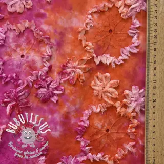 Tissu coton TIE DYE EMBROIDERY Eva tape design F