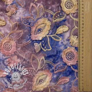 Tissu coton TIE DYE EMBROIDERY Flora design C
