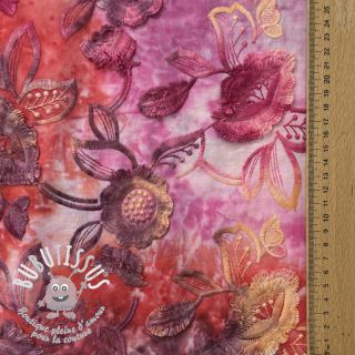 Tissu coton TIE DYE EMBROIDERY Flora design D
