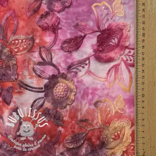 Tissu coton TIE DYE EMBROIDERY Flora design D