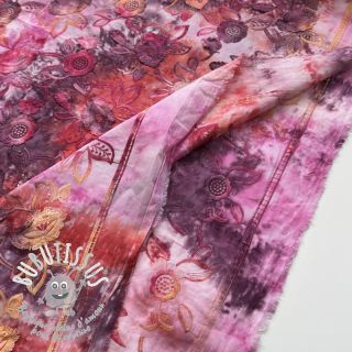 Tissu coton TIE DYE EMBROIDERY Flora design D