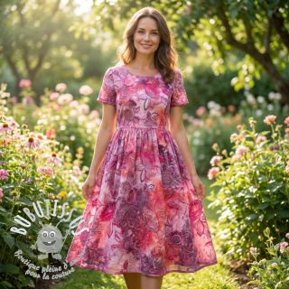 Tissu coton TIE DYE EMBROIDERY Flora design D