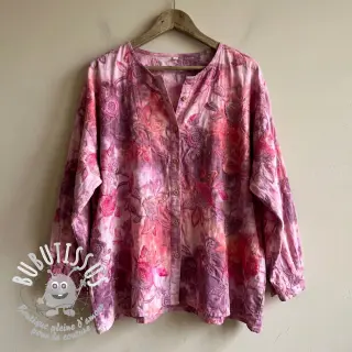 Tissu coton TIE DYE EMBROIDERY Flora design D