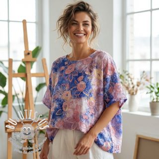 Tissu coton TIE DYE EMBROIDERY Flora design C