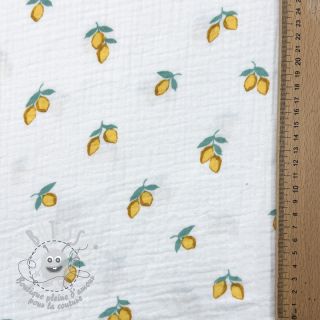 Tissu double gaze/mousseline Fruits lemon ORGANIC
