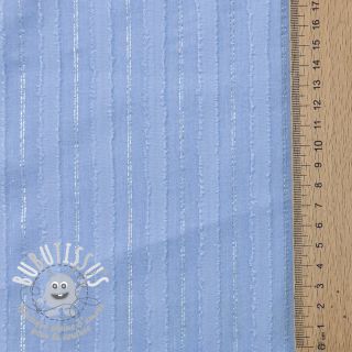 Tissu coton VOILE LUREX Stripes light blue