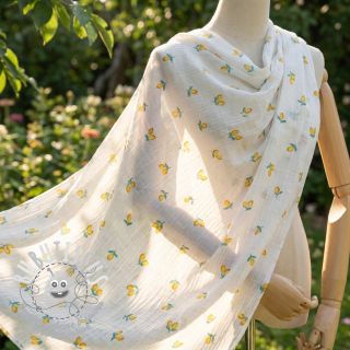 Tissu double gaze/mousseline Fruits lemon ORGANIC