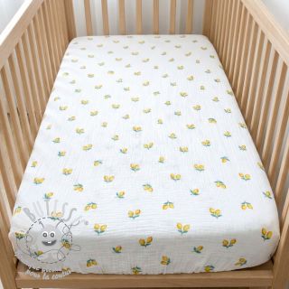 Tissu double gaze/mousseline Fruits lemon ORGANIC