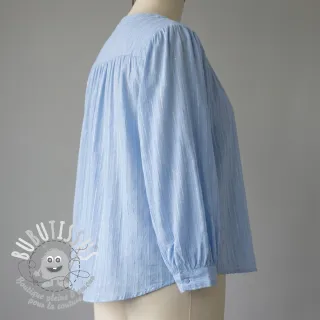 Tissu coton VOILE LUREX Stripes light blue