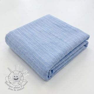 Tissu coton VOILE LUREX Stripes light blue