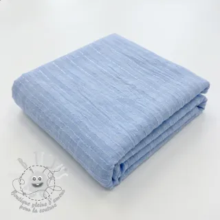 Tissu coton VOILE LUREX Stripes light blue