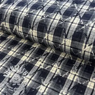 Tissu coton YARN DYED BRUSHED Check EMBROIDERY navy