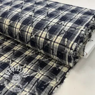 Tissu coton YARN DYED BRUSHED Check EMBROIDERY navy