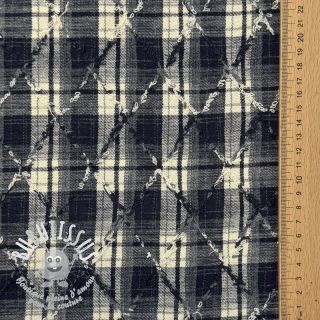 Tissu coton YARN DYED BRUSHED Check EMBROIDERY navy