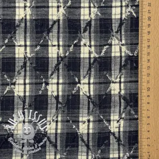 Tissu coton YARN DYED BRUSHED Check EMBROIDERY navy