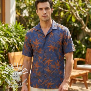 Tissu coton JEANS Embroidery Flowers camel