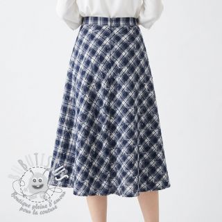 Tissu coton YARN DYED BRUSHED Check EMBROIDERY navy