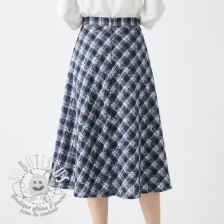 Tissu coton YARN DYED BRUSHED Check EMBROIDERY navy