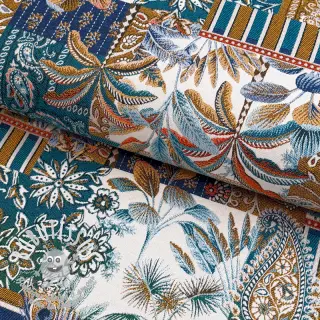 Tissu déco jacquard Basmati allover bleu