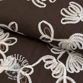 Tissu coton EMBROIDERY Loom En Light brown
