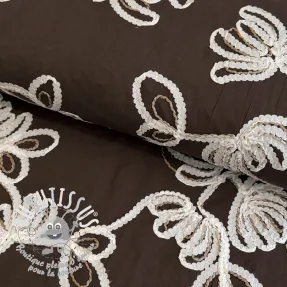 Tissu coton EMBROIDERY Loom En Light brown