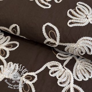 Tissu coton EMBROIDERY Loom En Light brown