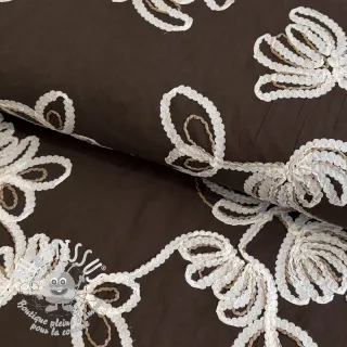 Tissu coton EMBROIDERY Loom En Light brown