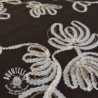 Tissu coton EMBROIDERY Loom En Light brown