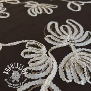 Tissu coton EMBROIDERY Loom En Light brown