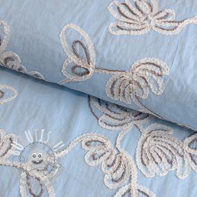 Tissu coton EMBROIDERY Loom En Light baby blue