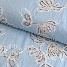 Tissu coton EMBROIDERY Loom En Light baby blue